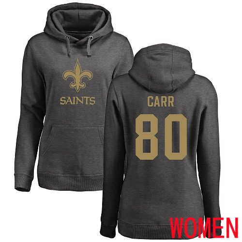 New Orleans Saints Ash Women Austin Carr One Color NFL Football 80 Pullover Hoodie Sweatshirts